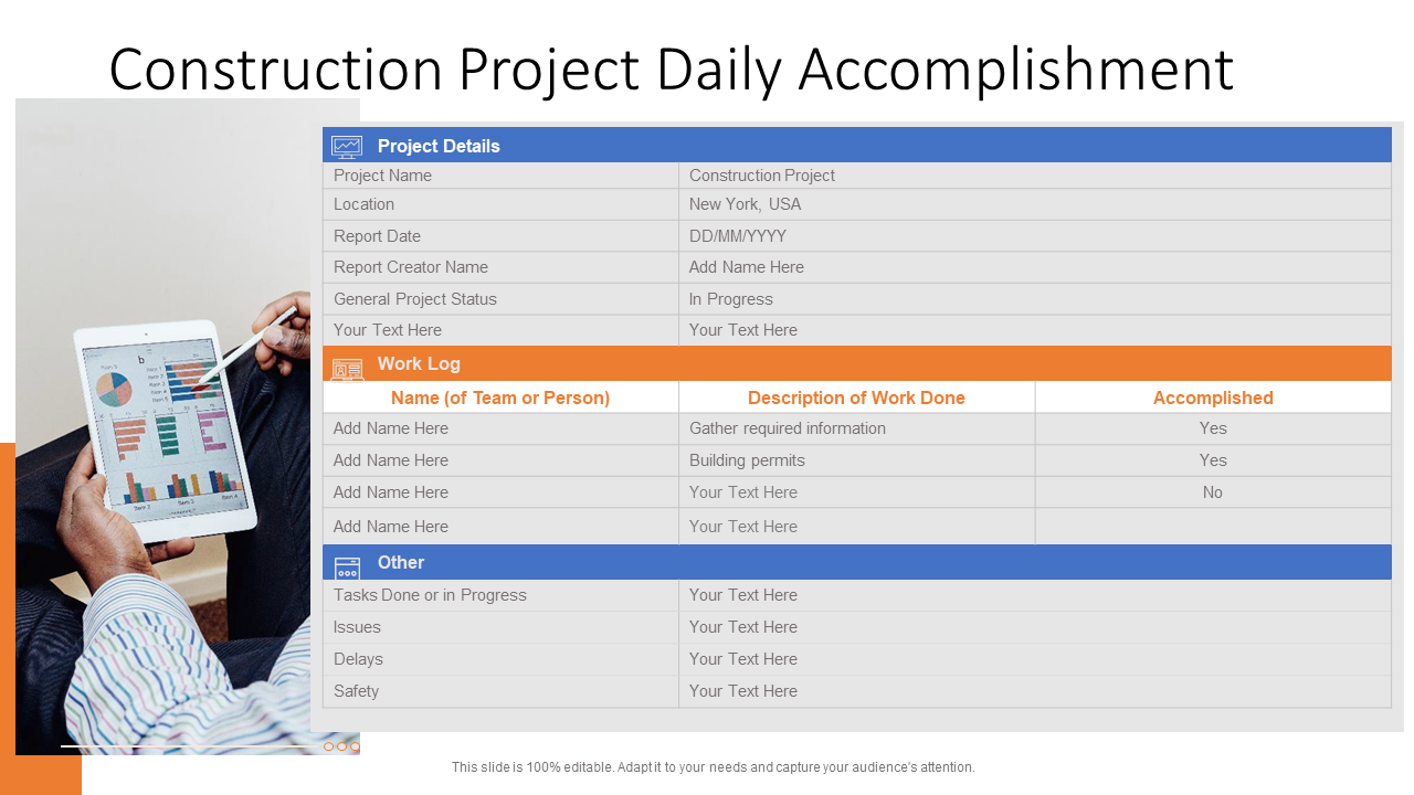 Construction Project Daily Accomplishment Report
