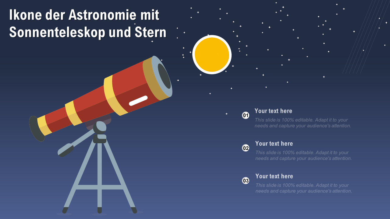 Ikone der Astronomie mit Sonnenteleskop und Stern