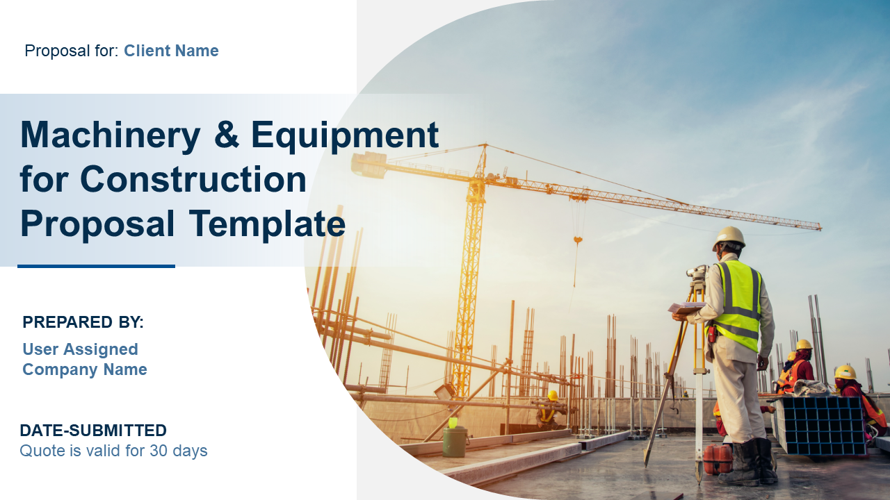 Machinery And Equipment For Construction Proposal Template PowerPoint Presentation Slides