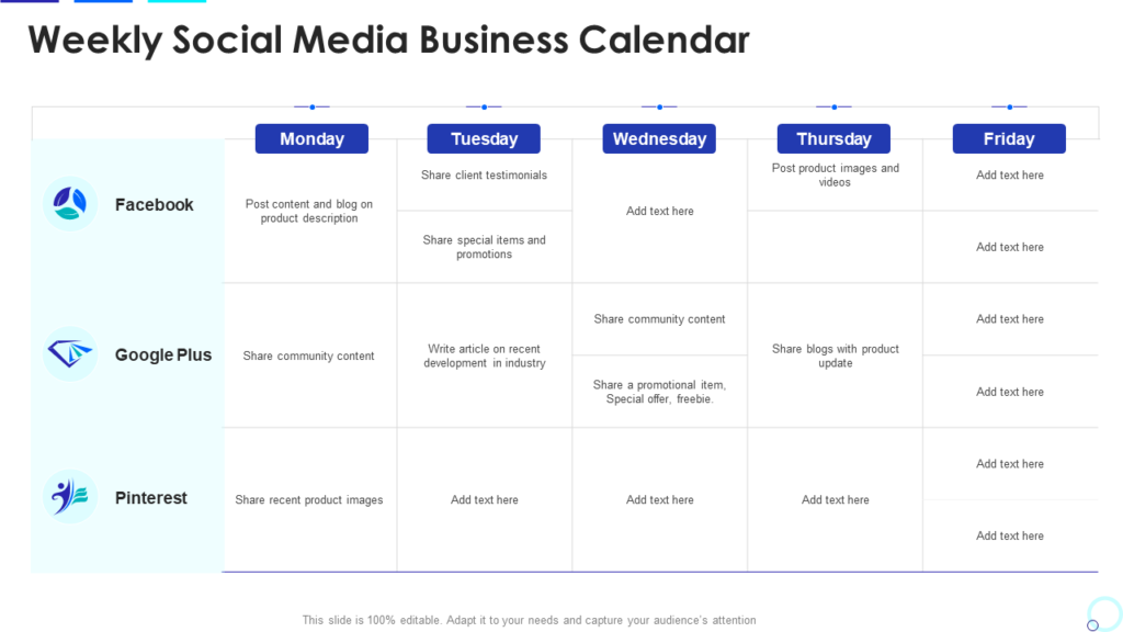 Social Media Business Calendar PowerPoint Diagram