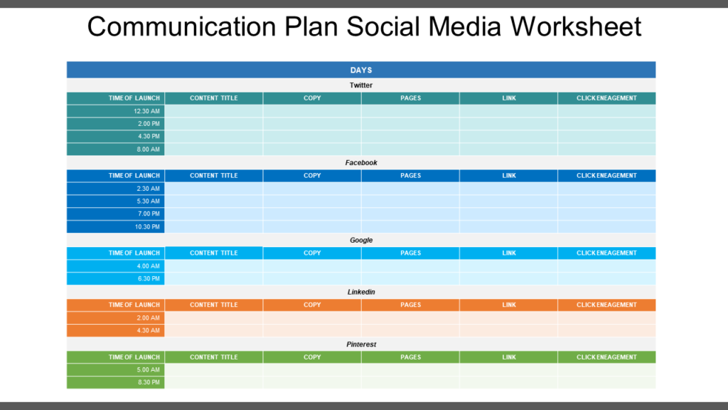 Social Media Worksheet PPT Slide