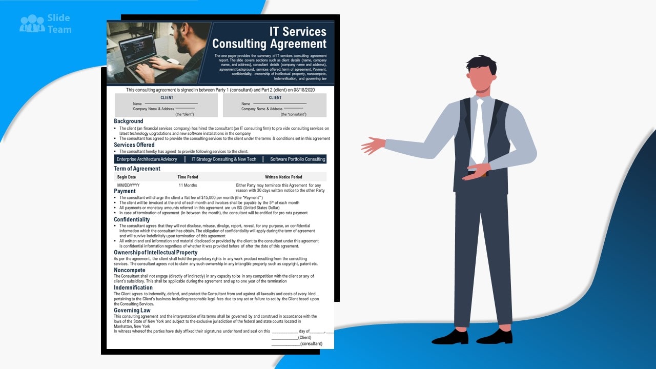 One Page It Services Consulting PPT Template