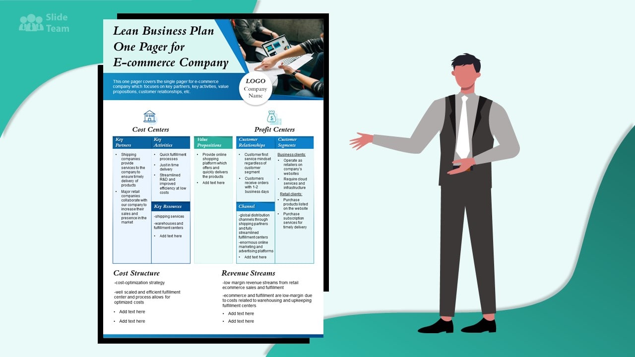 One Pager E-commerce Company Business Plan PPT