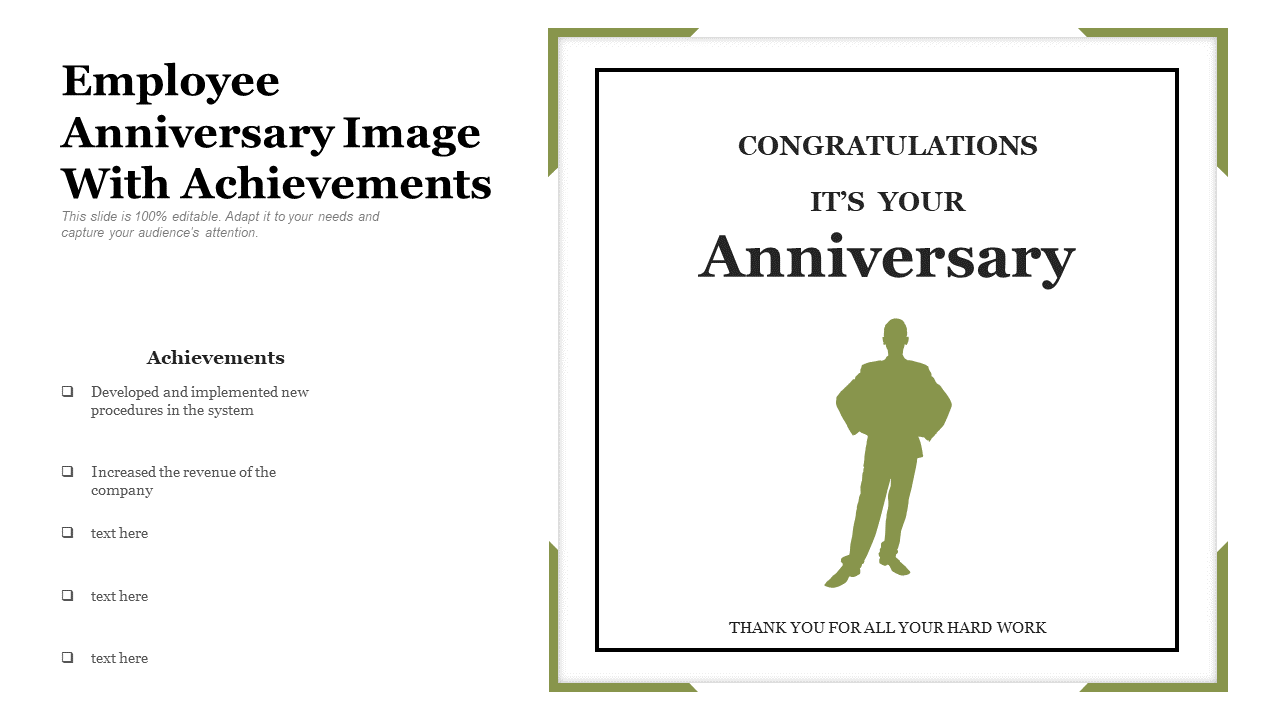 Employee anniversary image with achievements