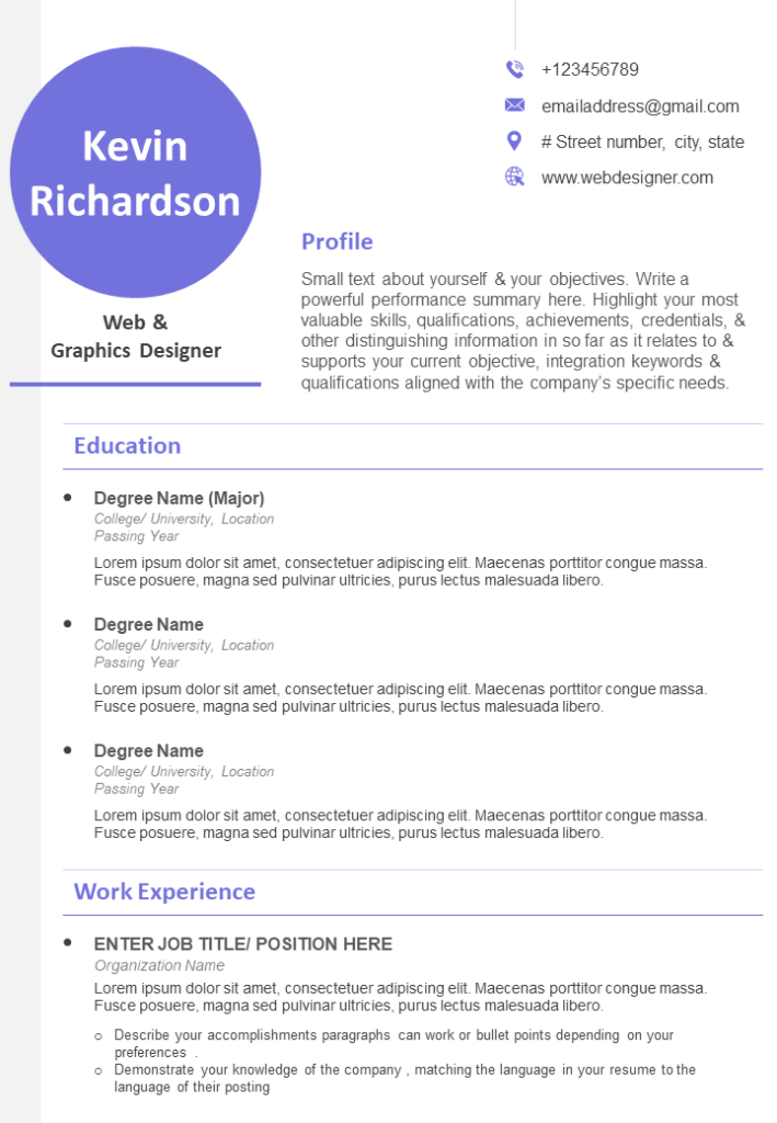 Graphic designer resume example