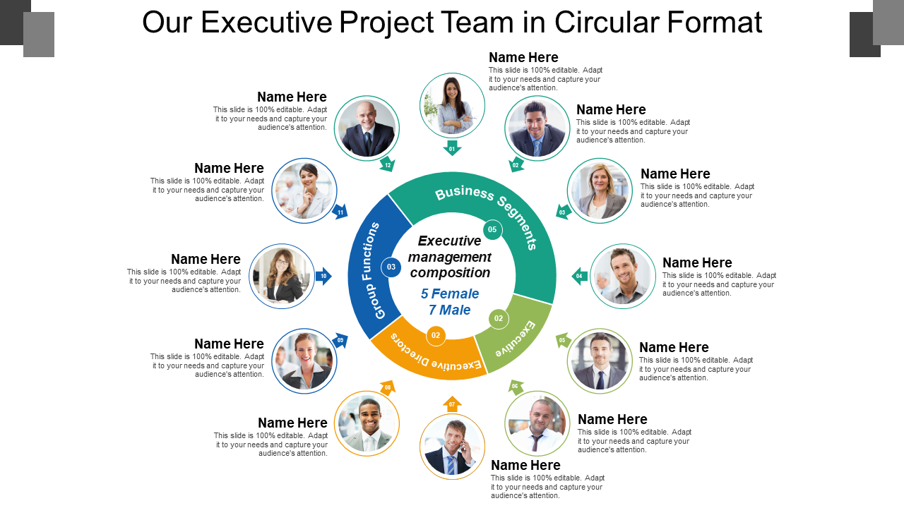 Our executive project team in circular format