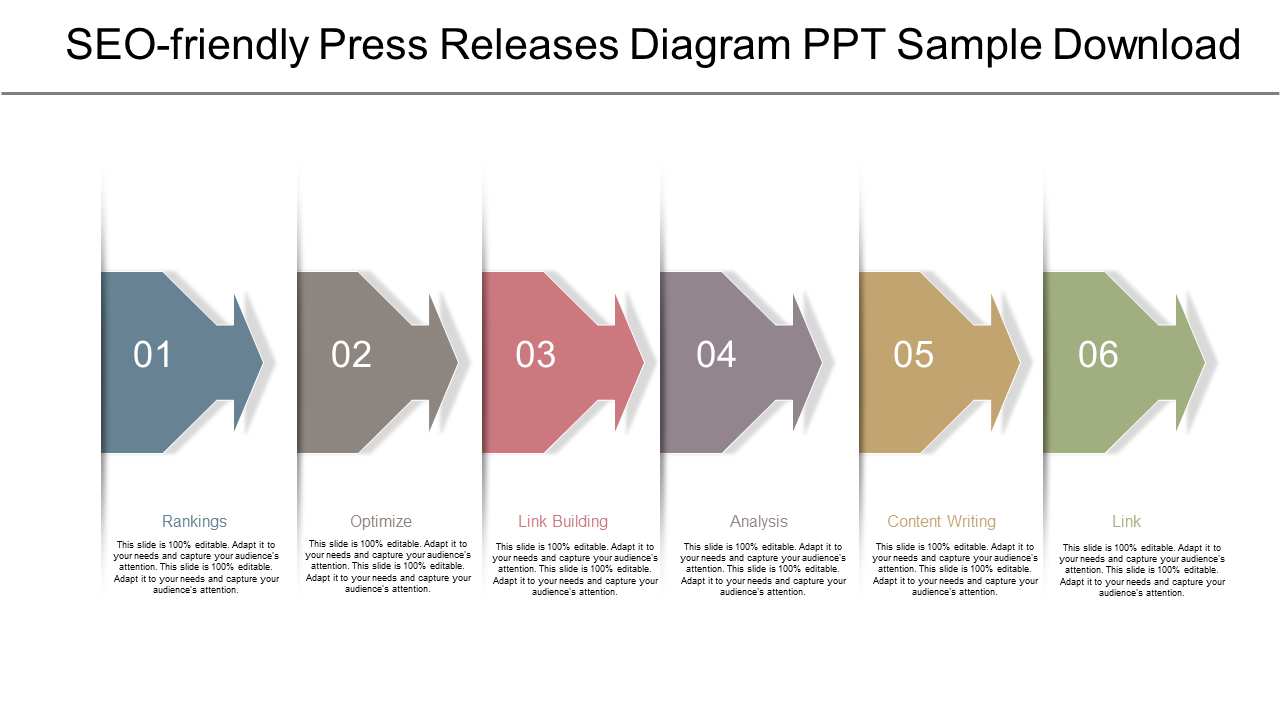 SEO-friendly Press Releases Diagram PPT Sample Download