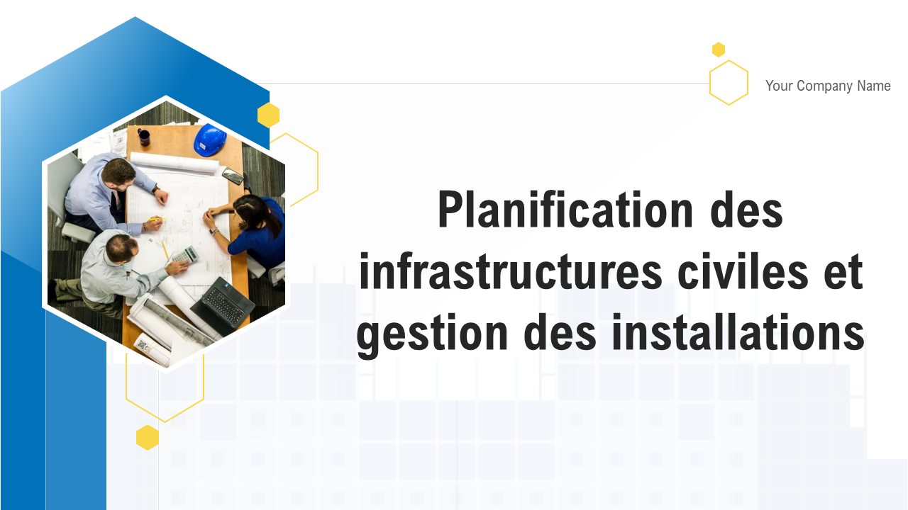 Diapositives de présentation PowerPoint sur la planification des infrastructures civiles et la gestion des installations