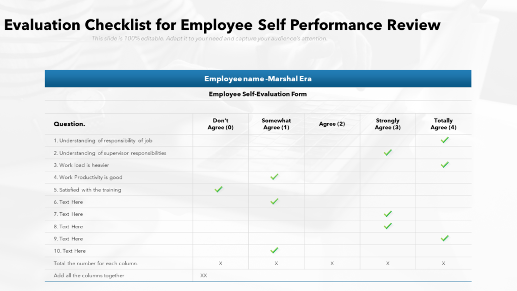 Performance Evaluation Checklist PPT Slide