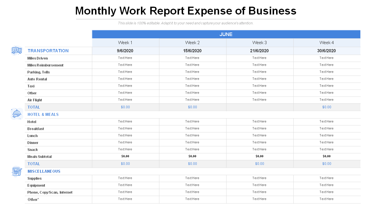 Monthly Expense Report PPT 