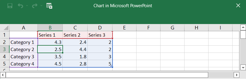 Ingrese sus datos en la ventana emergente de Excel