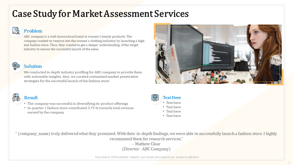 Case Study for Market Assessment Services PowerPoint Diagram