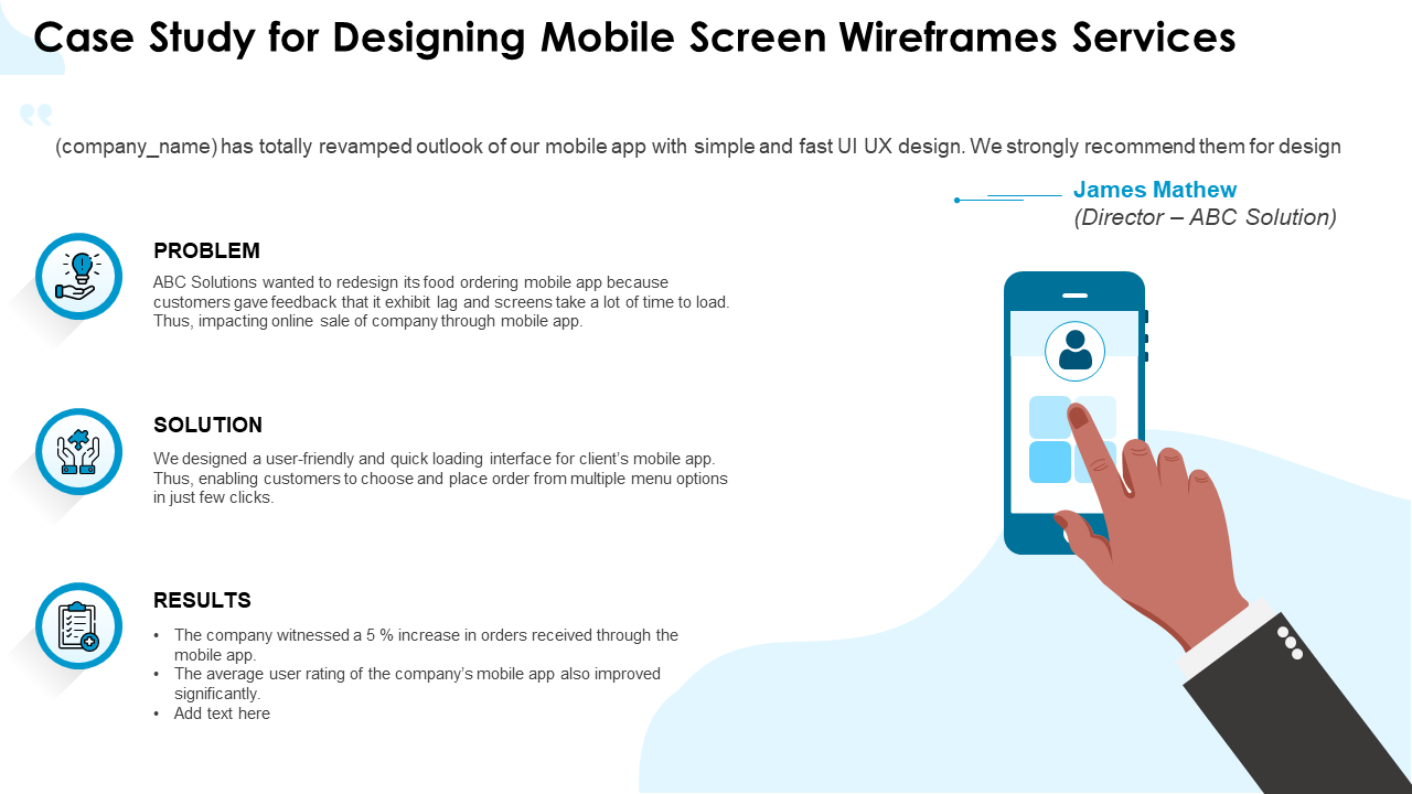Case study for designing mobile screen wireframes services PPT PowerPoint pictures