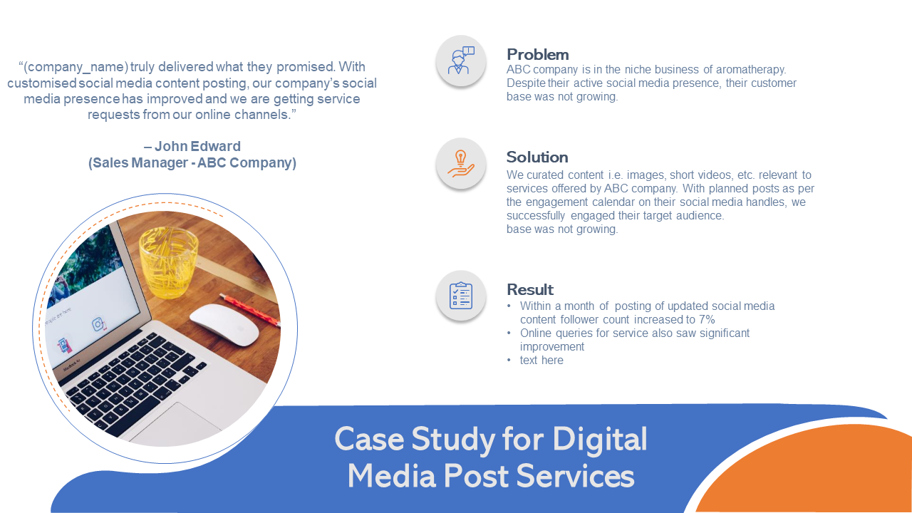 Case study for digital media post services PPT styles files