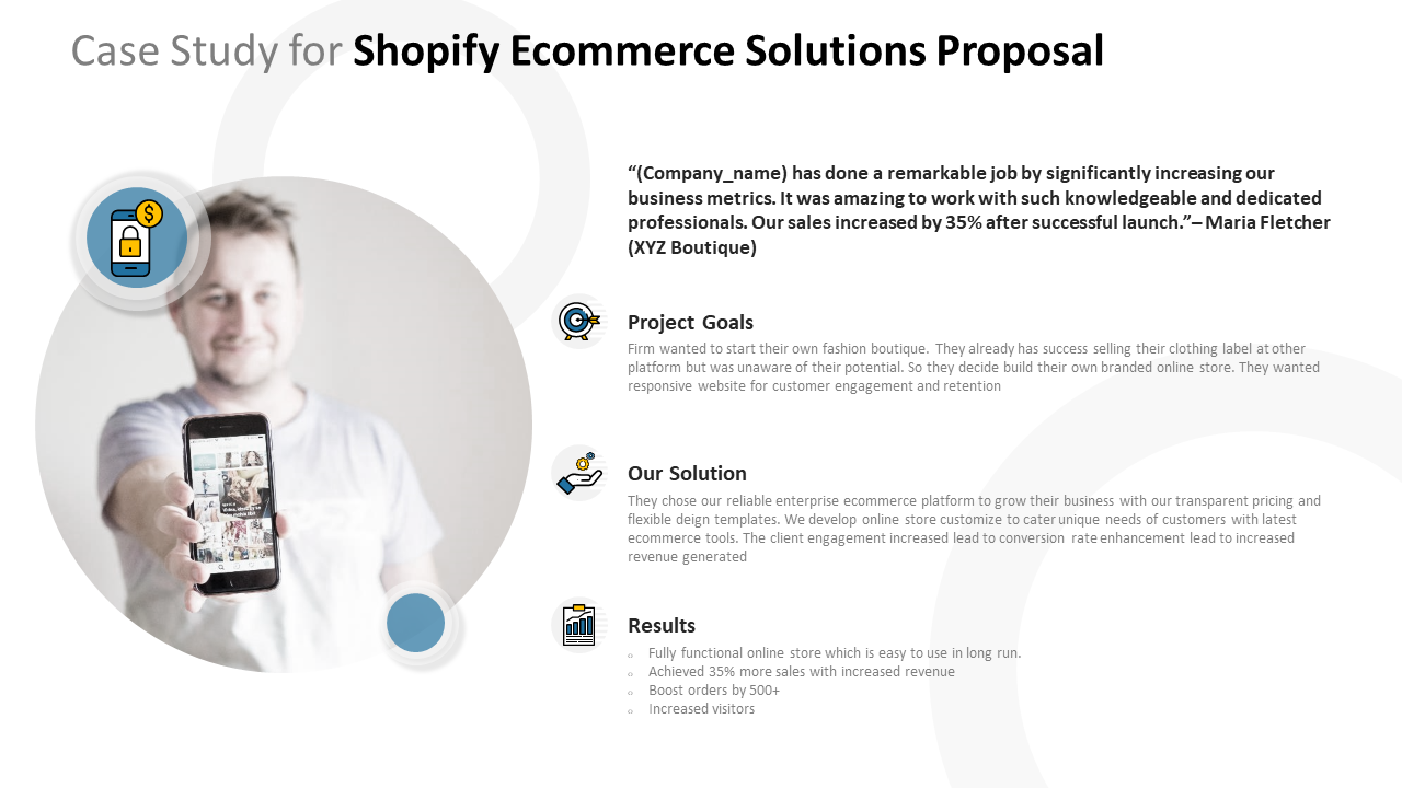 Case study for shopify ecommerce solutions proposal PPT PowerPoint presentation styles ideas