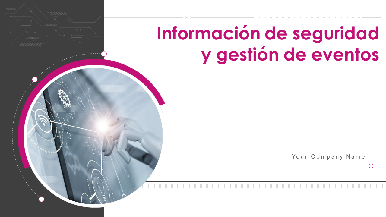 Diapositiva de presentación de PowerPoint sobre gestión de eventos e información de seguridad