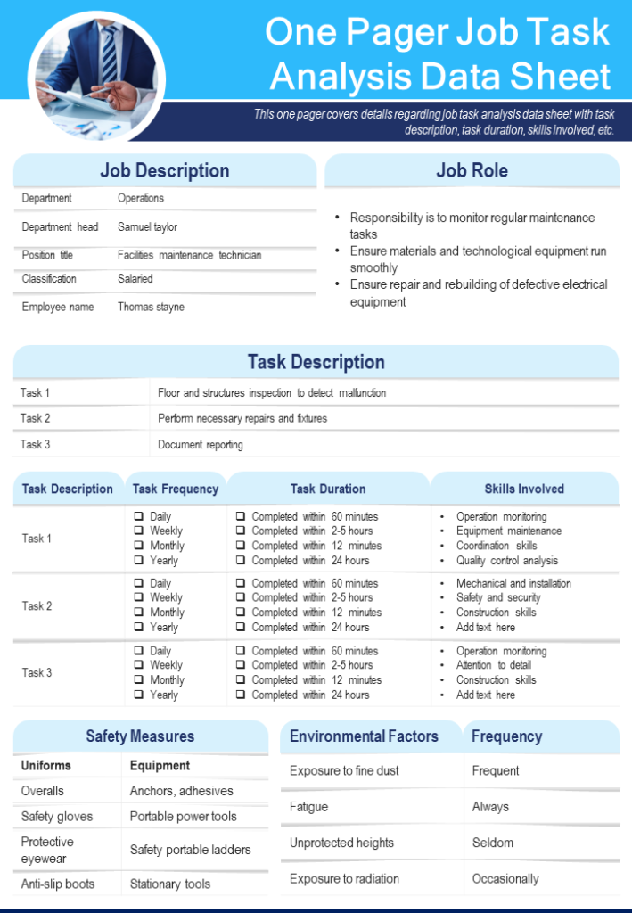 One-Page Job Task Analysis Template