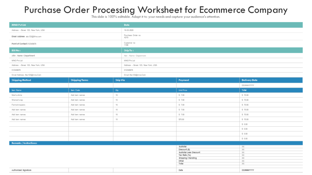 Purchase Order PPT Diagram