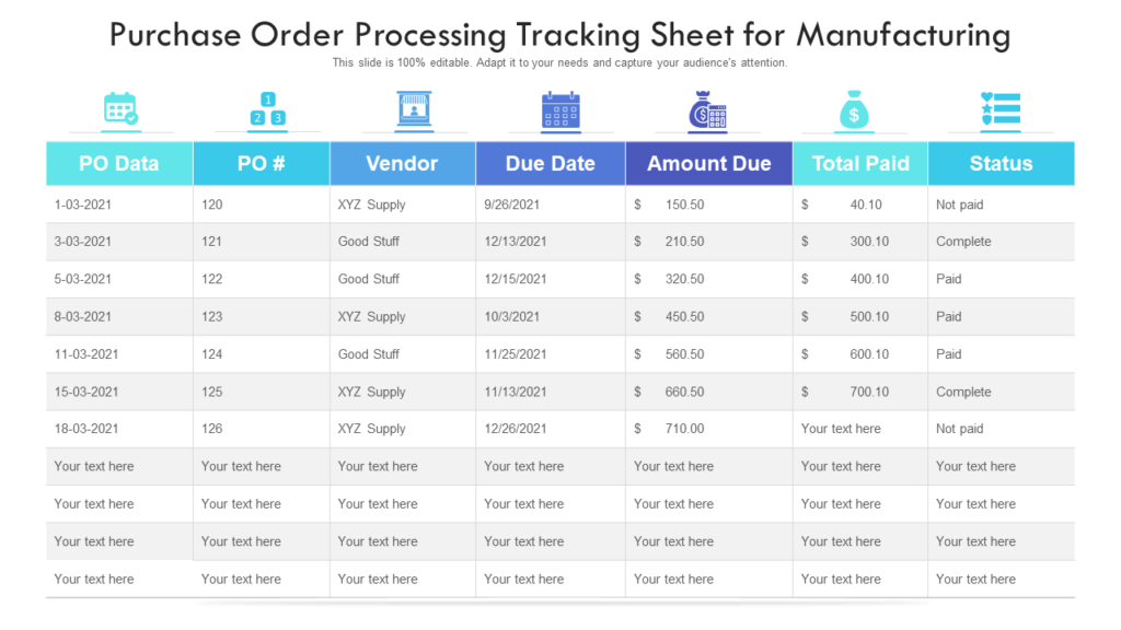 Purchase Order PPT Layout