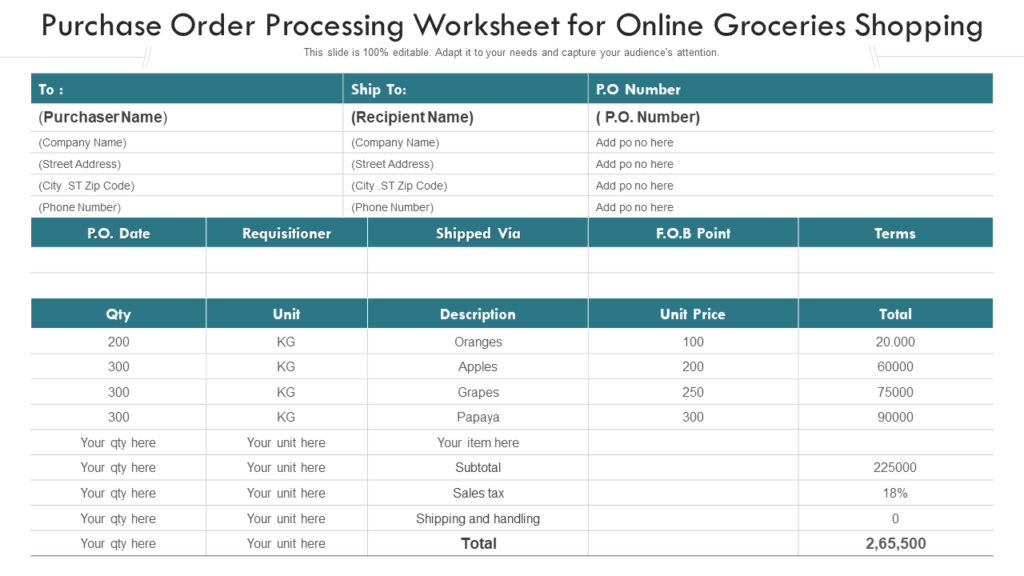 Purchase Order Process PowerPoint Graphic
