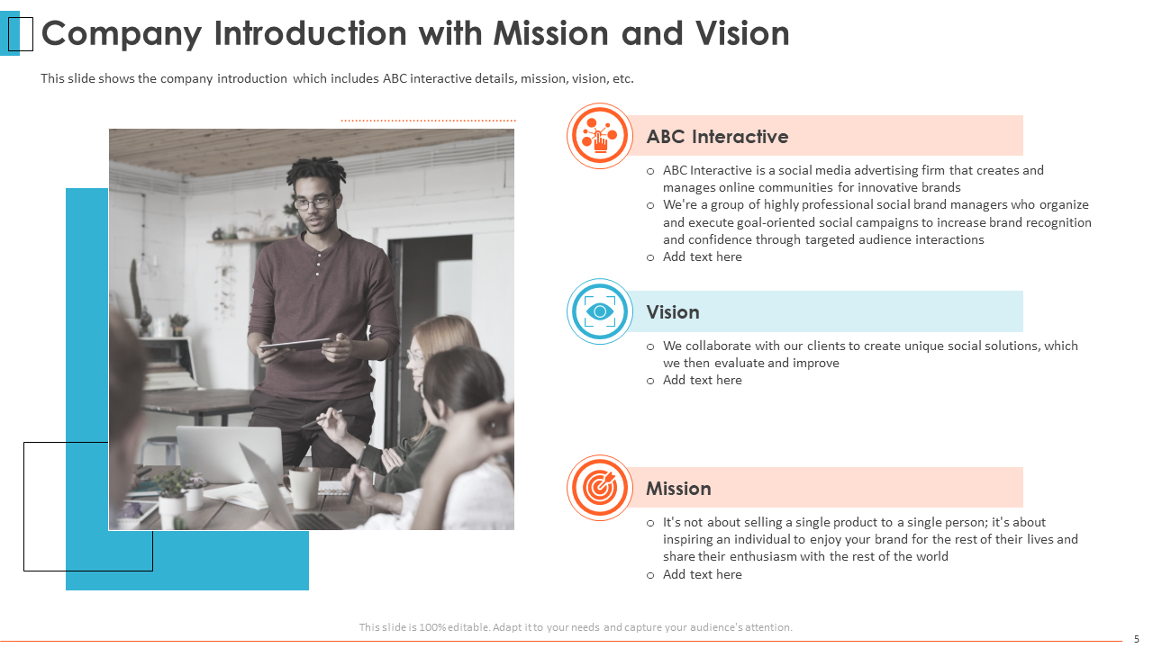 Company's Mission and Vision Slide of Advertising Agency Pitch Deck 