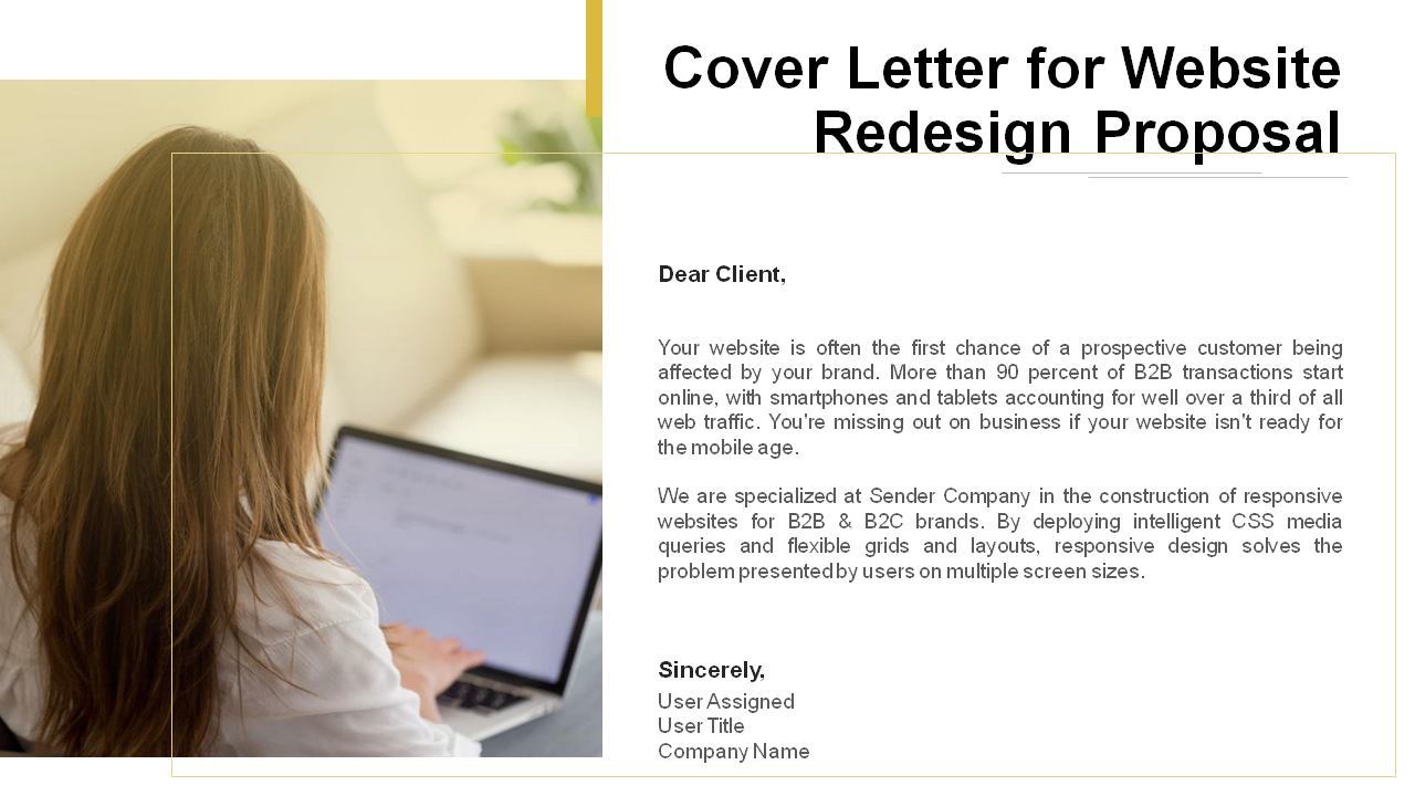 Cover Letter for Website Redesign Proposal Slide