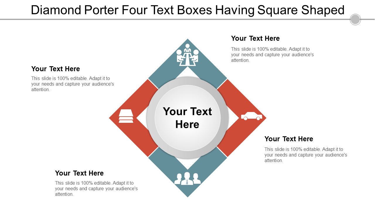Diamond porter four text boxes having square shaped