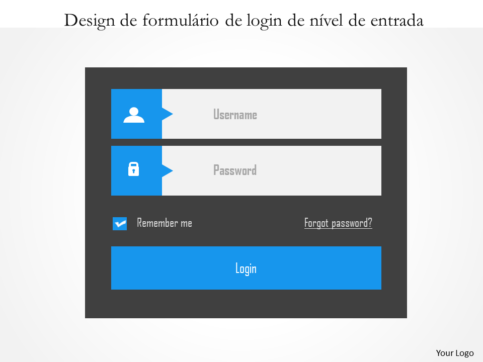 Design de formulário de login de nível de entrada design de powerpoint plano