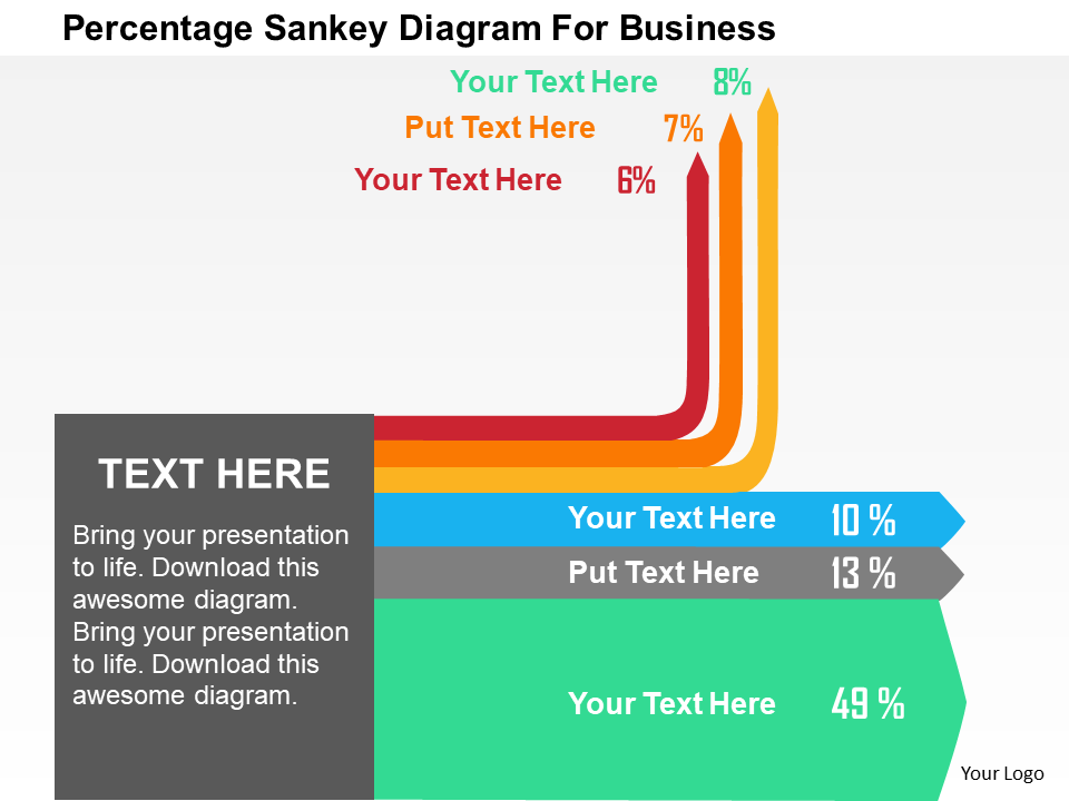 Percentage sankey diagram for business flat powerpoint design