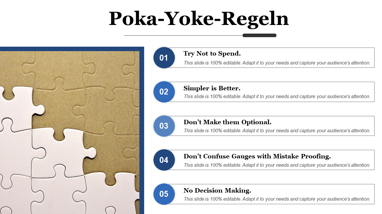 Poka-Yoke-Regeln Entscheidungsfindung ppt Powerpoint-Präsentationsdatei Influencer