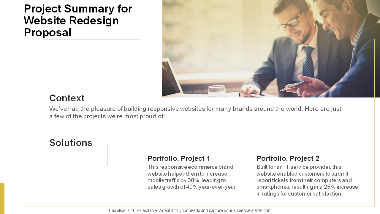 Project Summary for Website Redesign Proposal PPT