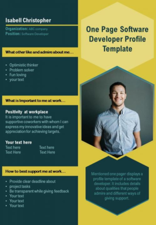 One Page Software Developer Profile Template