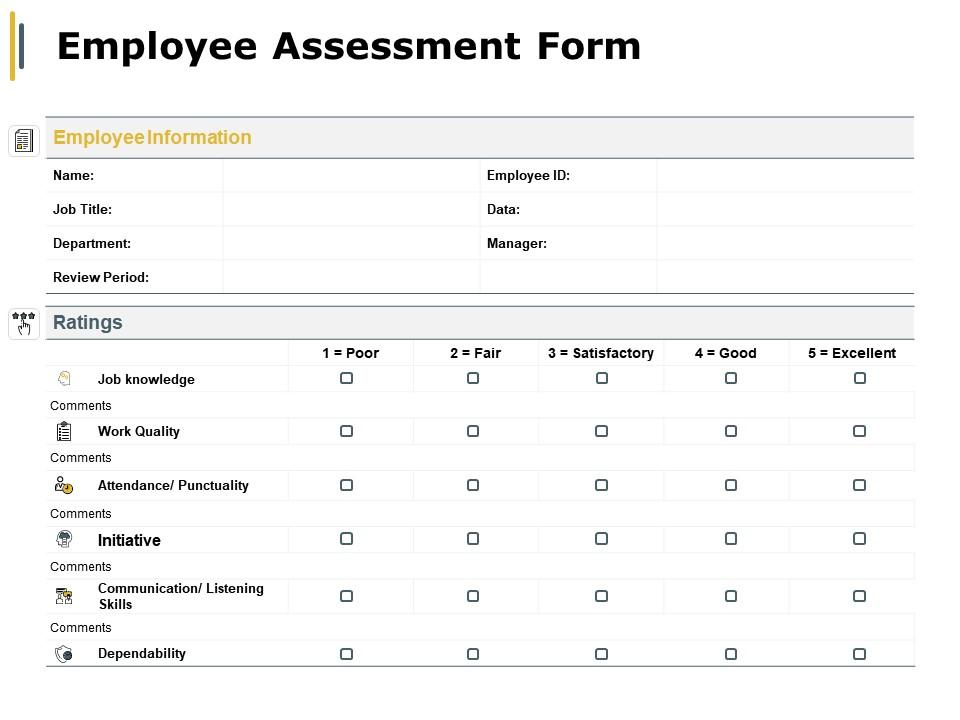 Employee Assessment Form for Attendance Punctuality PPT Layout 