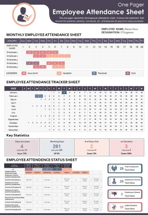 Infographic Employee Attendance Sheet Design