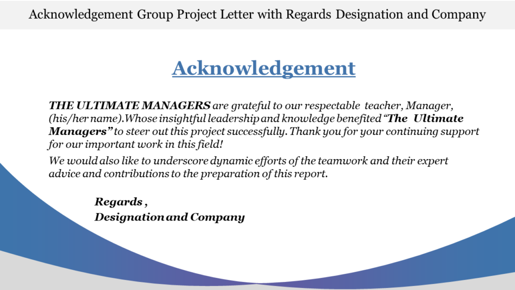 Acknowledgement Letter from Company