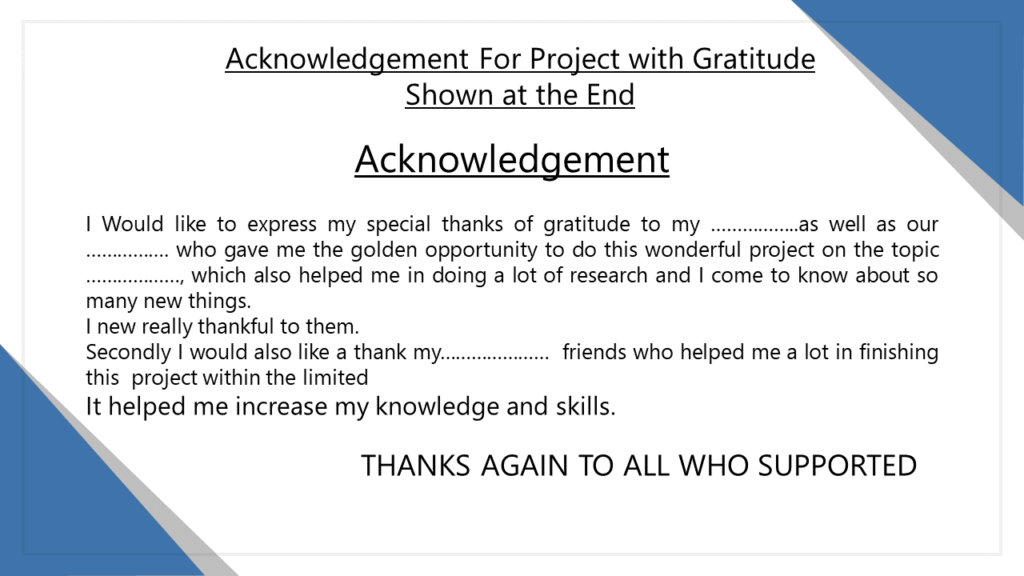 where to write acknowledgement in research paper