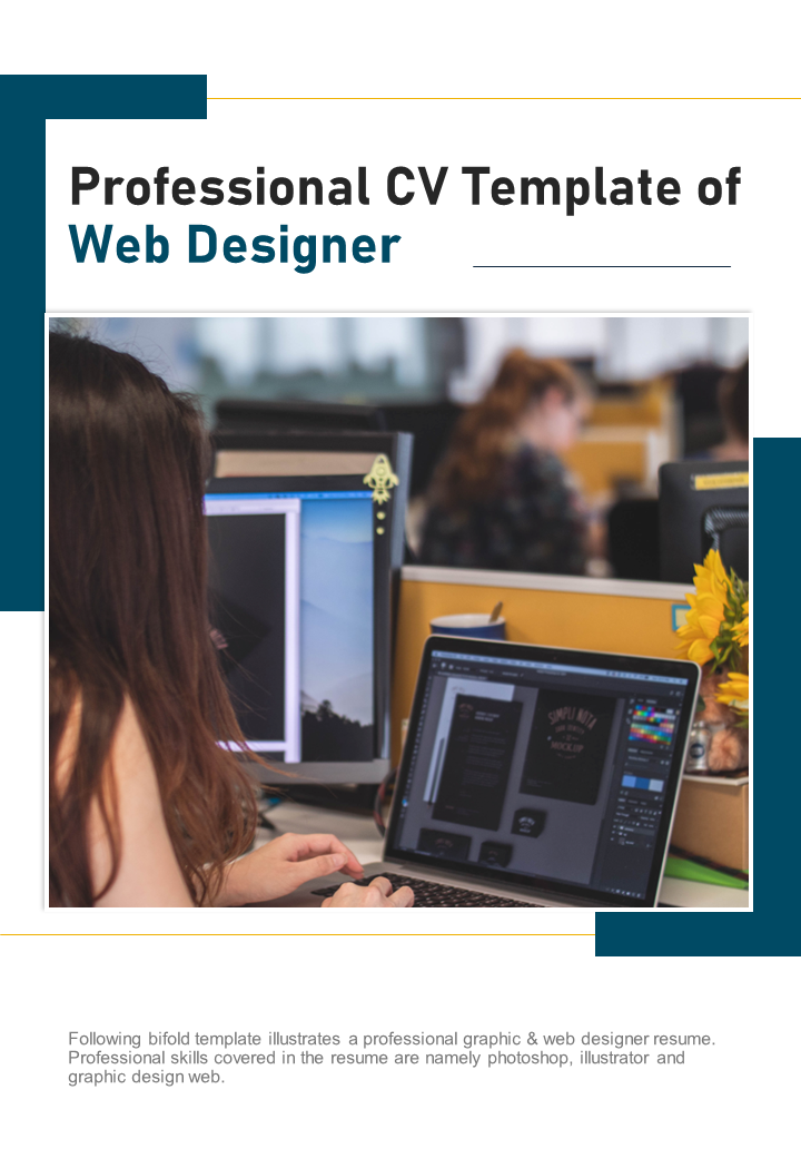 Bi fold professional CV template of web designer document report