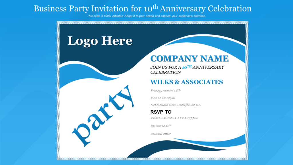 Business Party Invitation for Anniversary Celebration