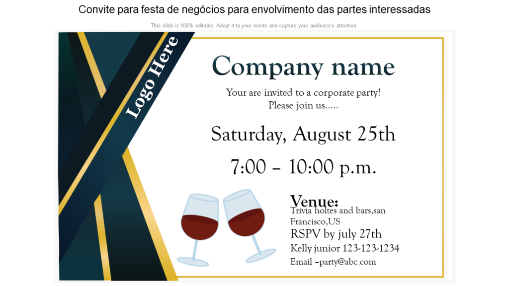 Convite para festa de negócios para envolvimento das partes interessadas