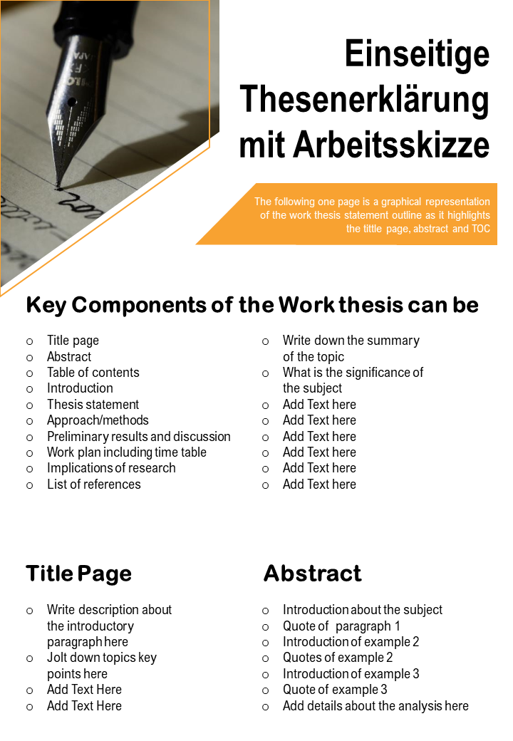 Einseitige Thesenerklärung mit Arbeitsskizze, Präsentationsbericht, Infografik, PPT-PDF-Dokument