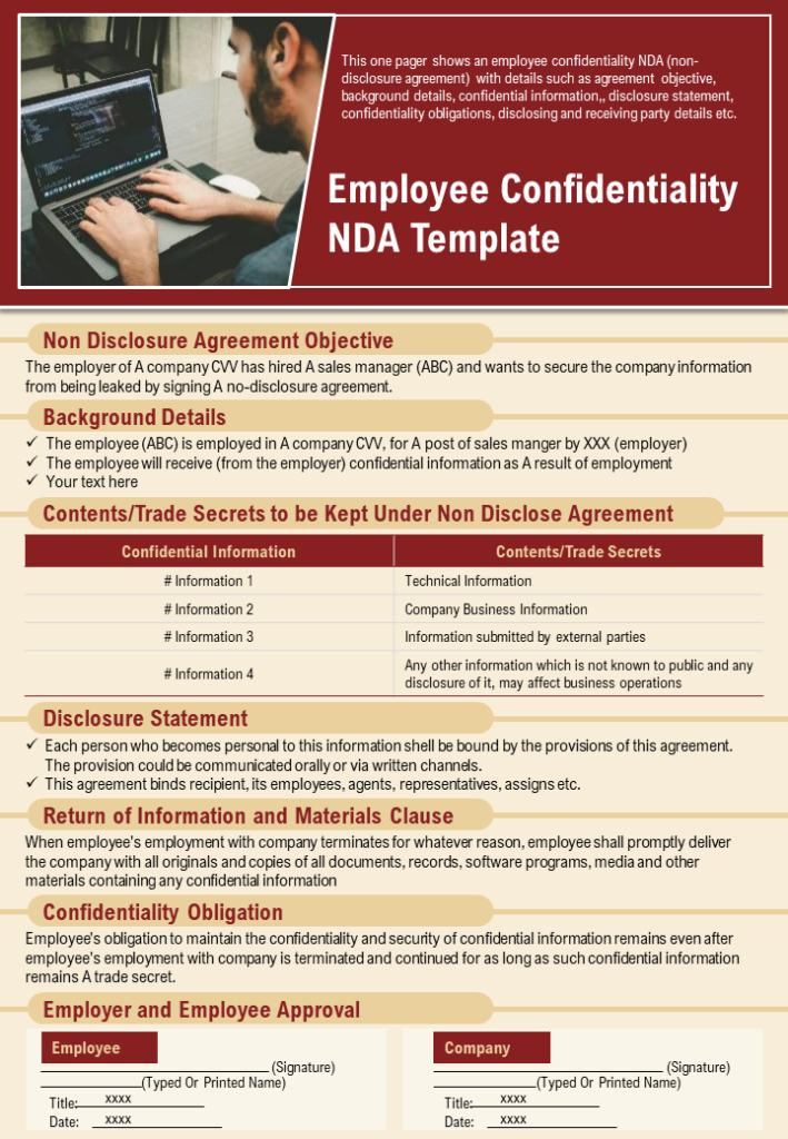 Employee Confidentiality NDA PPT Slide