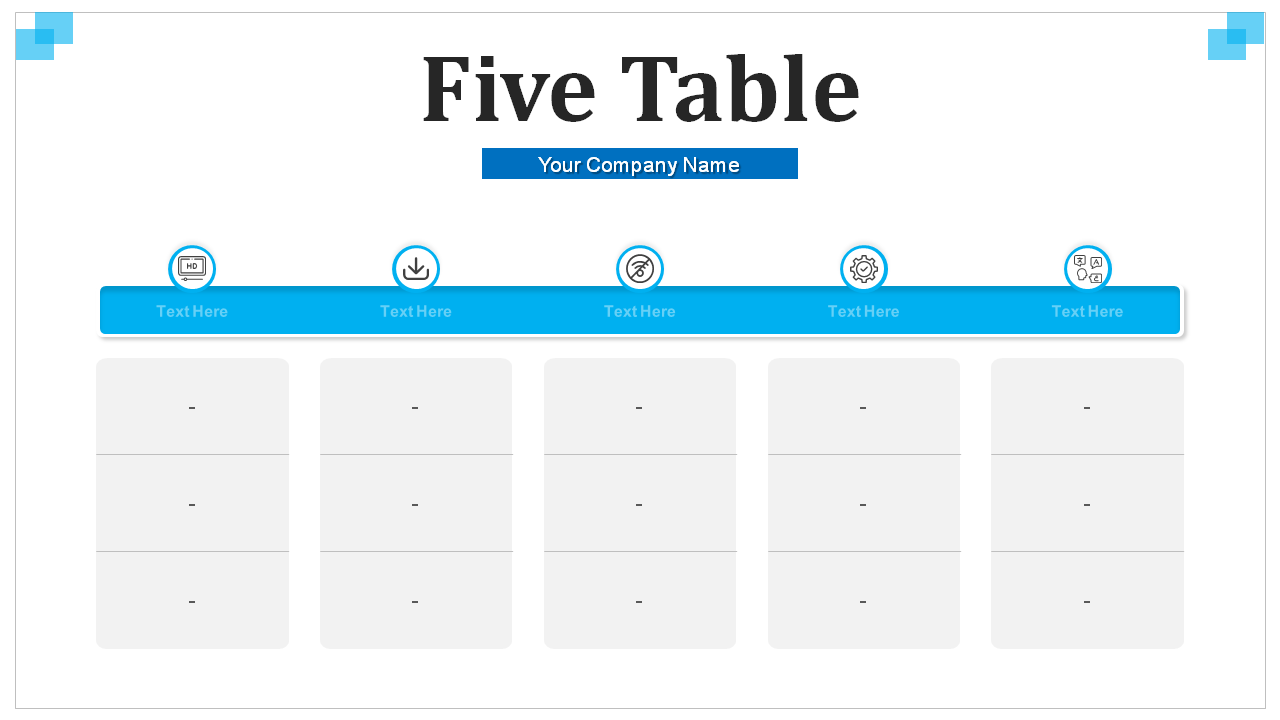 Five Table Template