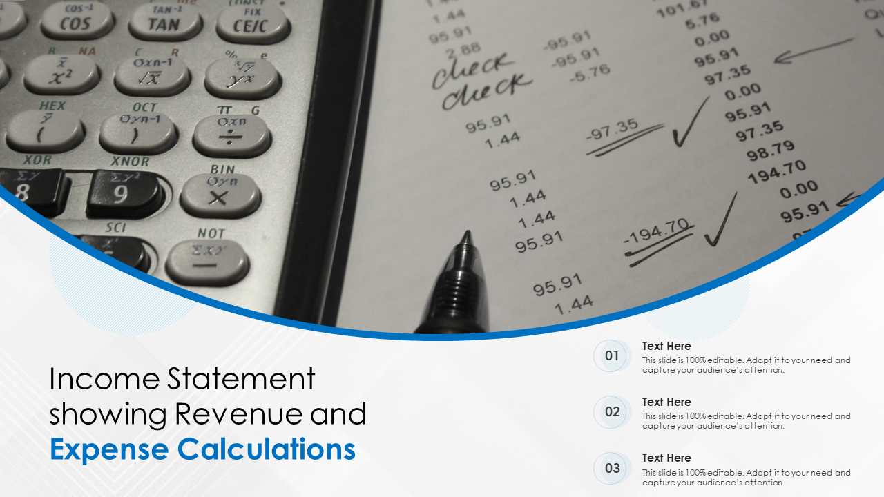 Income Statement Revenue and Expense Calculations PPT Template