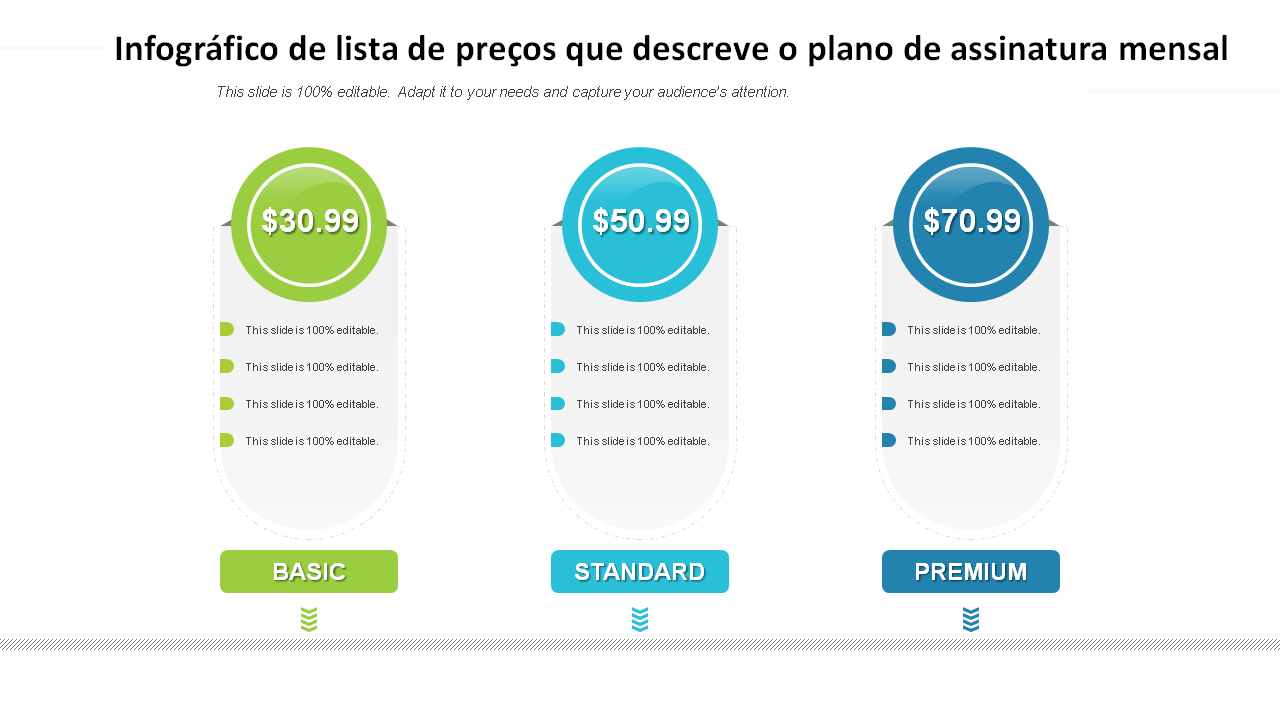 Infográfico de lista de preços que descreve o plano de assinatura mensal Infográfico de lista de preços que descreve o plano de assinatura mensal