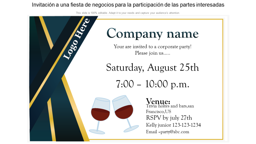 Invitación a una fiesta de negocios para la participación de las partes interesadas