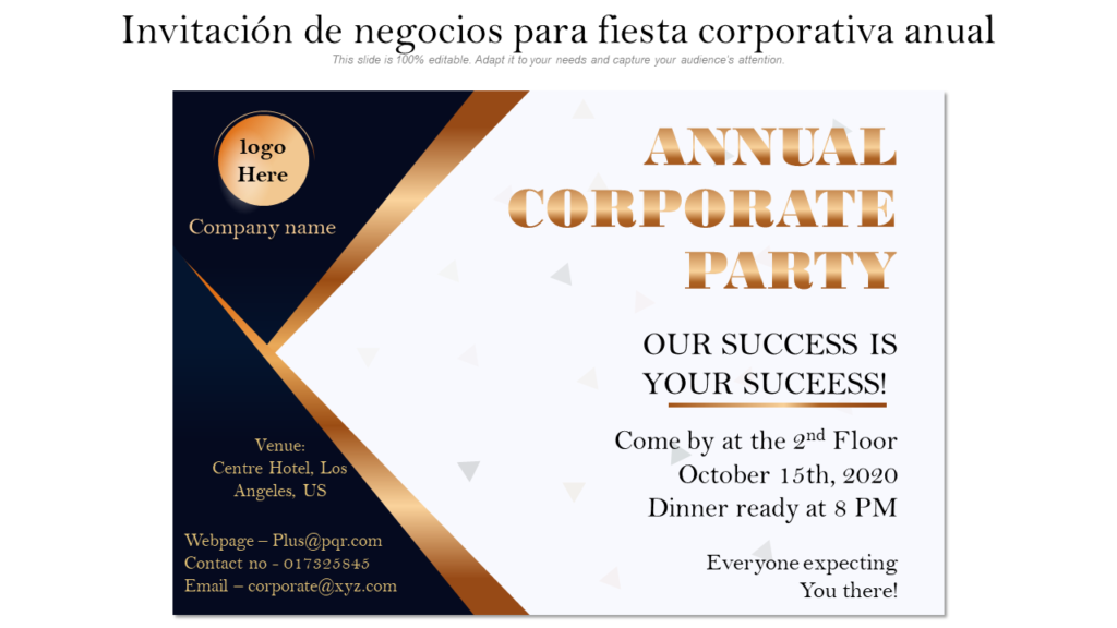 Invitación de negocios para fiesta corporativa anual