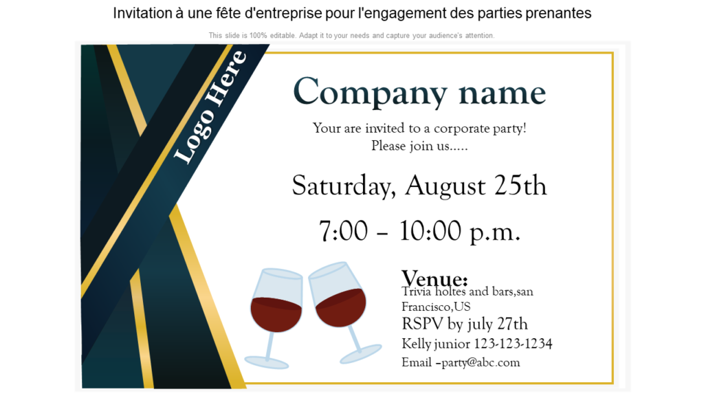 Invitation à une fête d'entreprise pour l'engagement des parties prenantes