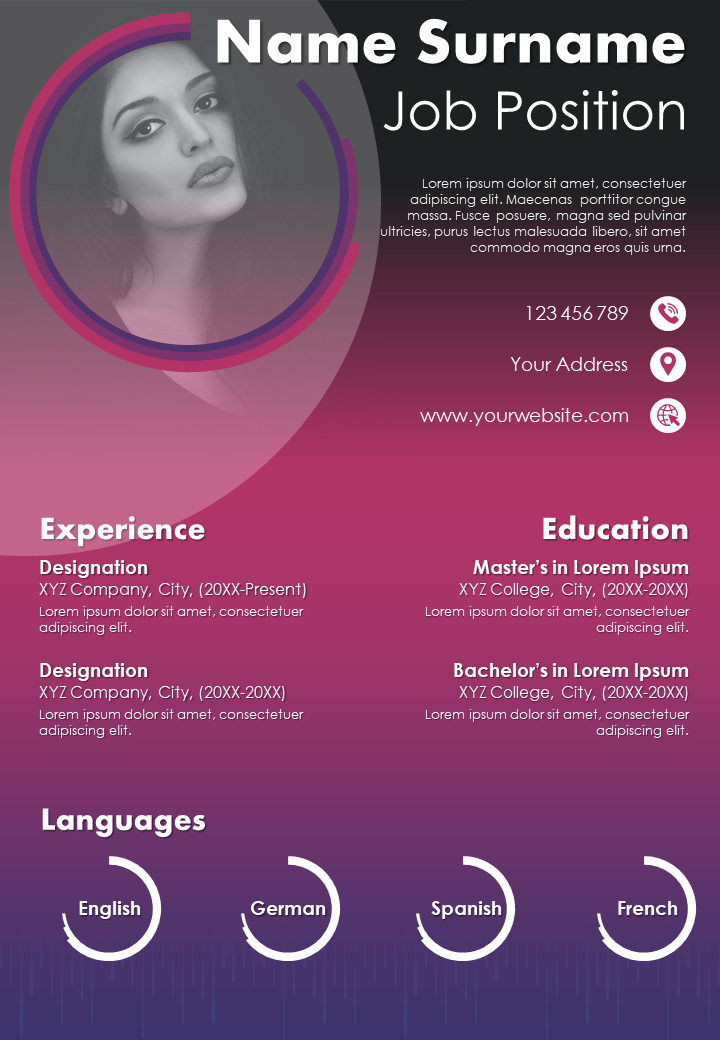 Professional curriculum vitae with personal details