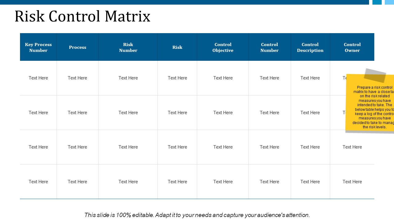 Risk control matrix PPT layouts deck