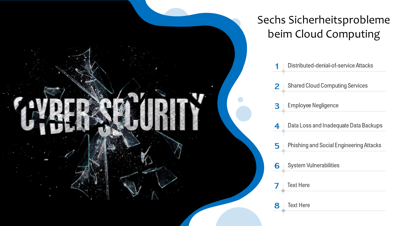 Sechs Cloud-Computing-Sicherheitsprobleme PPT-Folie